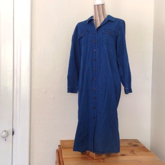 Talbots Petites Vintage Lightweight Denim Long Sleeve Shirt Dress Size 12p - Picture 3 of 13